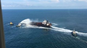 Pemex Oil Tanker on Fire in Gulf of Mexico