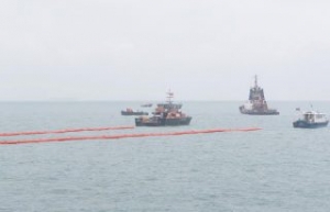 Oil Spill Clean-Up Efforts Continue after Boxship Collision off Johor