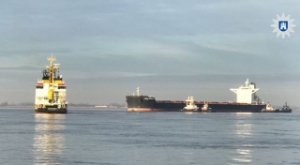 Bulker Halts Traffic in Elbe River