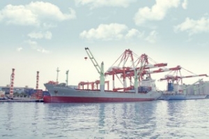 Freighter Ablaze off Surabaya