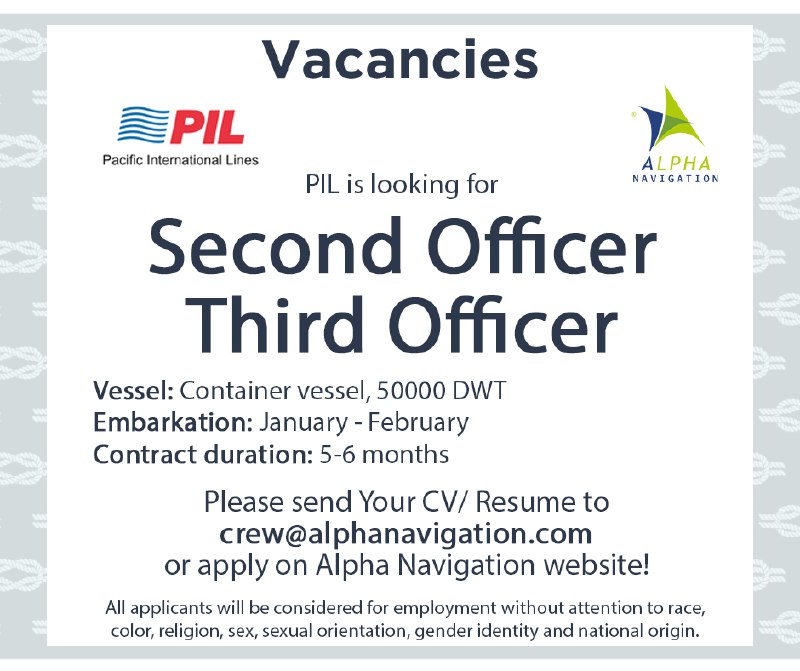 Second Officer – Container Vessel – 50000 DWT