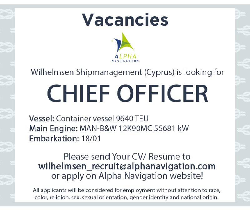 Chief Officer – Container Vessel – Wilhelmsen Shipmanagement